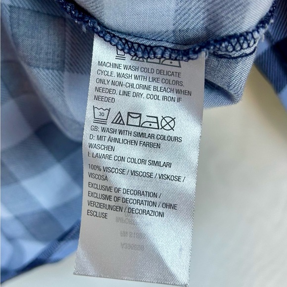 Denim & Co Women’s Blue Plaid Pullover Long Sleeve Lace Trim Top 3XL - Picture 7 of 9